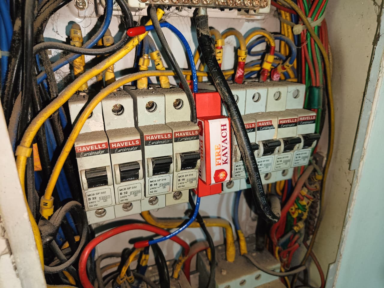 Actual FireKavach installation inside electrical distribution board
