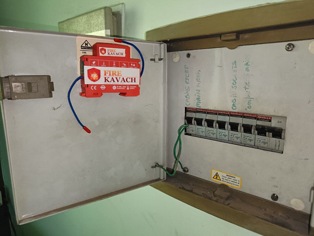 Actual FireKavach installation on panel door
